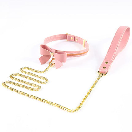 LOCKINK Heart Butterfly Leather Collar & Leash Set