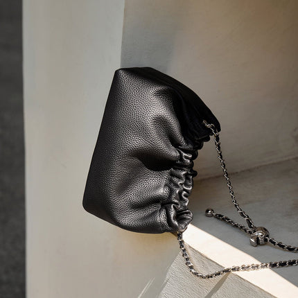 Mini Dumpling Leather Clutch Crossbody Bag