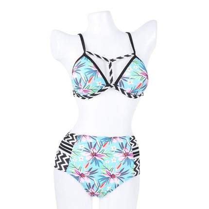 Sexy women swimsuit two-pieces bikini suit Floral Print Push up High Stretch Split Bikini Set High waist Swimwear S-2XL