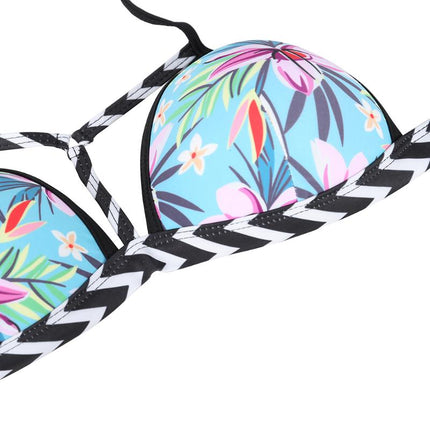Sexy women swimsuit two-pieces bikini suit Floral Print Push up High Stretch Split Bikini Set High waist Swimwear S-2XL