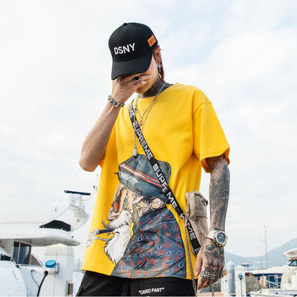 Men Fashion Old Man Printed Men's Tee Shirts Short Sleeve T Shirt Casual High Street Tees Summer Streetwear-0