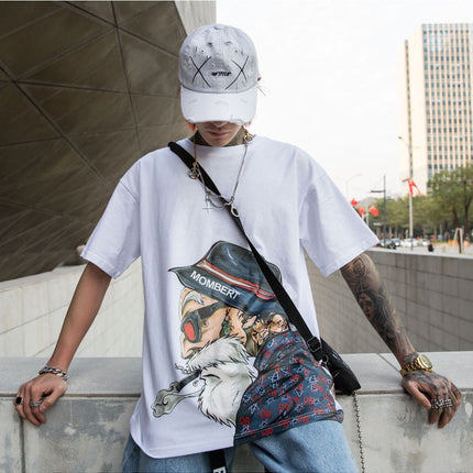 Men Fashion Old Man Printed Men's Tee Shirts Short Sleeve T Shirt Casual High Street Tees Summer Streetwear-4