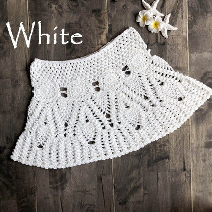Hand Hook Crochet Bikinis Bottom Handmade Knitted Hollow Out A-line skirt Sexy Swimwear Women