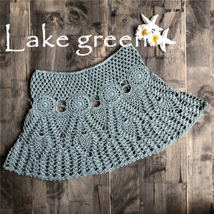 Hand Hook Crochet Bikinis Bottom Handmade Knitted Hollow Out A-line skirt Sexy Swimwear Women