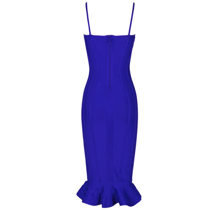 Women Lemon Yellow Fluted Bustier Mermaid Bandage Dress  Sexy Club Party Dresss