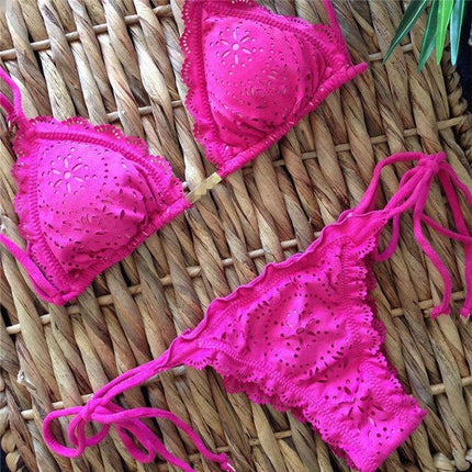 Triangle Bikini Set Bohemian Swimwear Hollow Out Low Waist Sexy