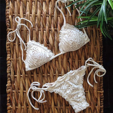 Triangle Bikini Set Bohemian Swimwear Hollow Out Low Waist Sexy