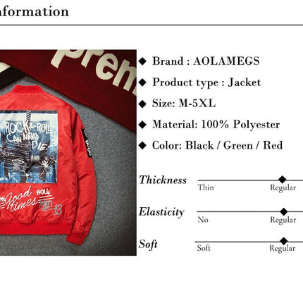 Printed Stand Collar Bomber Jacket