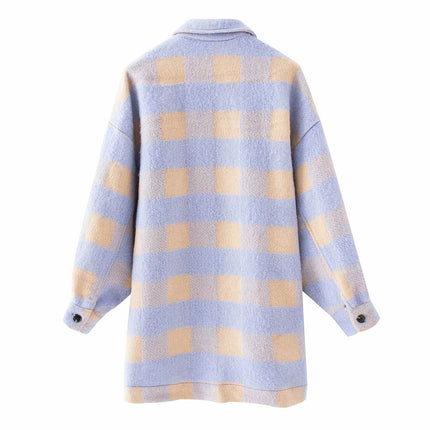 Toppies vintage lattice long jacekt coat women  shirt jacket oversized plus size women jacket