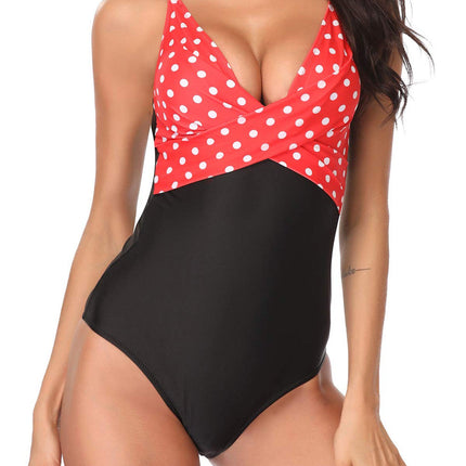 One Piece Swimsuit Women Print Sexy Black White Bodysuit Swimwear