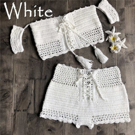 Hand Hook Crochet Bikinis Set Sexy Swimwear Women Two Piece