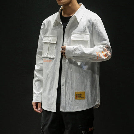 Men’s White Cargo Streetwear Shirt