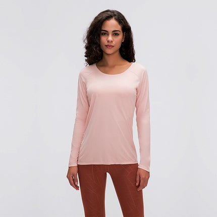 Workout Shirts for Women Nylon Spandex Yoga Long Sleeved Shirts Womens Breathable Lightweight Loose Running Sport Tops