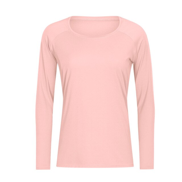 Workout Shirts for Women Nylon Spandex Yoga Long Sleeved Shirts Womens Breathable Lightweight Loose Running Sport Tops