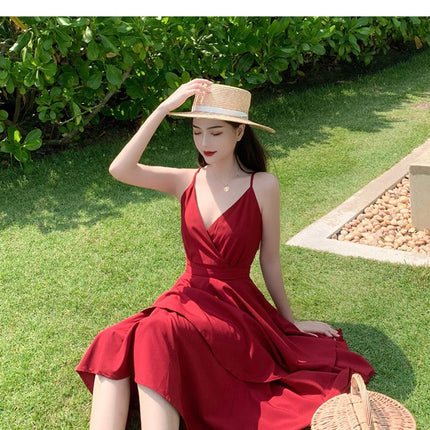 Summer Ruffles Sexy Dress Women Red Spaghetti Strap V Neck Backless Dresses Mini Zipper Club Party Female Dress Vestidos