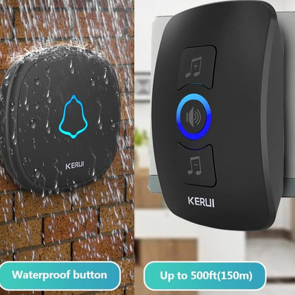 Home Security Welcome Wireless Doorbell Smart Chimes Doorbell Alarm LED light 32 Songs with Waterproof Touch Button