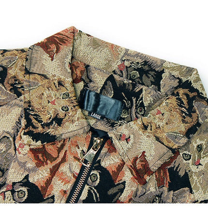 Cat Print Retro Streetwear Jacket