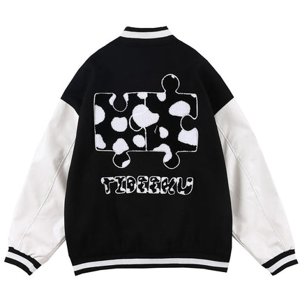 Cow Print Varsity Bomber Jacket