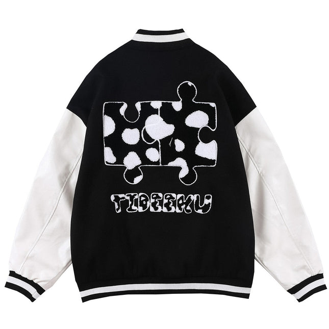 Cow Print Varsity Bomber Jacket