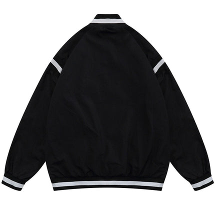 Jacket Men Embroidery Patch Color Block Print Baseball Jacket Coat Men Loose High Street Harajuku Bomber Outwear Autumn