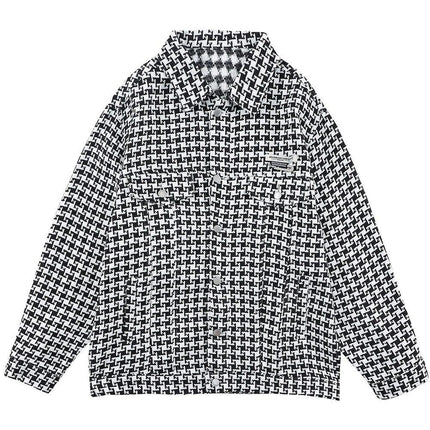 Vintage Plaid Knitted Jacket