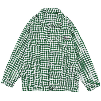 Vintage Plaid Knitted Jacket