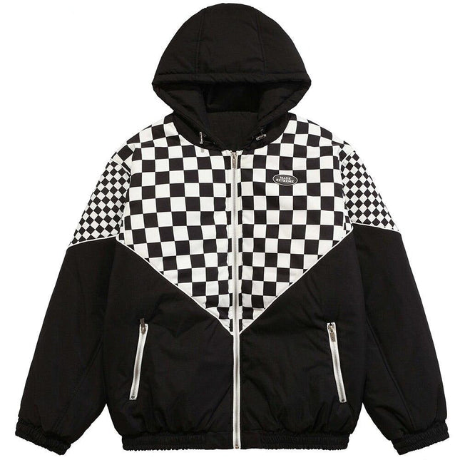 Plaid Hooded Puffer Parka