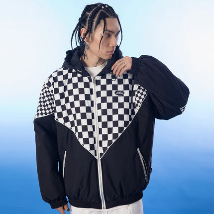 Plaid Hooded Puffer Parka