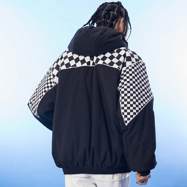 Plaid Hooded Puffer Parka