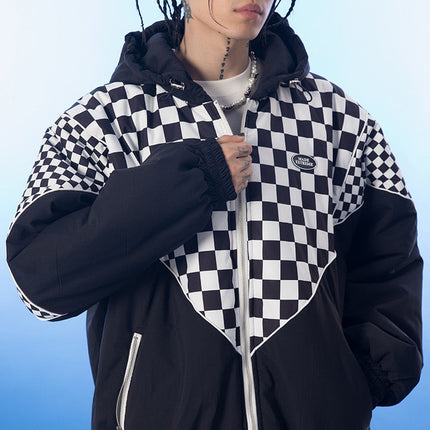 Plaid Hooded Puffer Parka