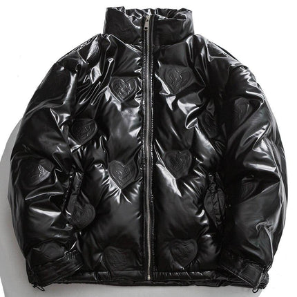 Heart Embossed Padded Parka Jacket