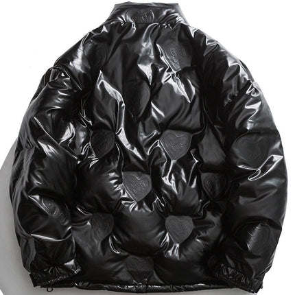 Heart Embossed Padded Parka Jacket