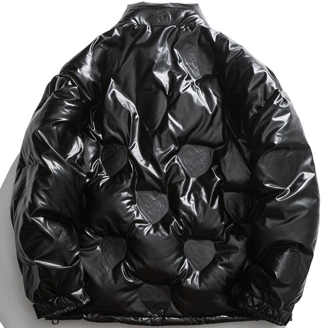 Heart Embossed Padded Parka Jacket