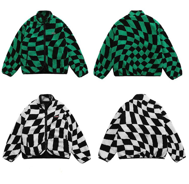 Plaid Lambswool Winter Jacket