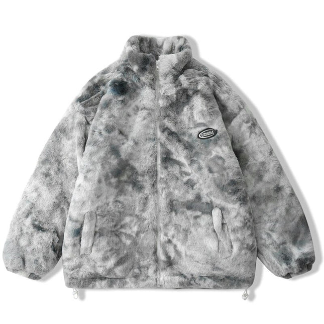 Tie Dye Faux Fur Fleece Jacket