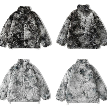 Tie Dye Faux Fur Fleece Jacket