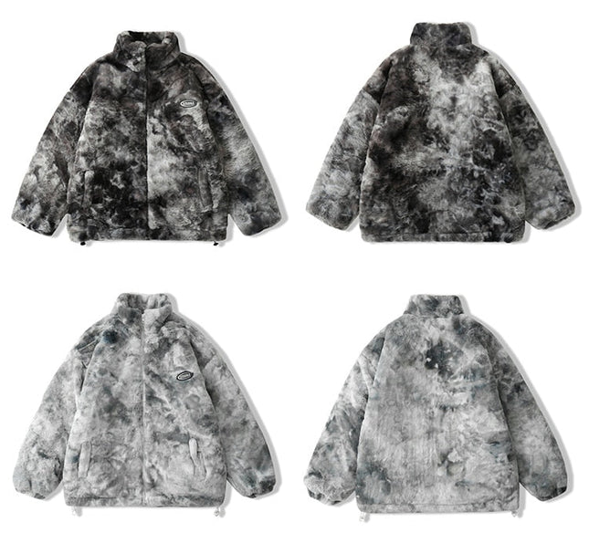 Tie Dye Faux Fur Fleece Jacket