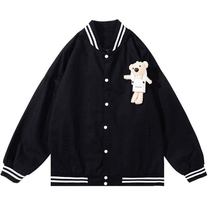 Bear Patch Varsity Track Jacket