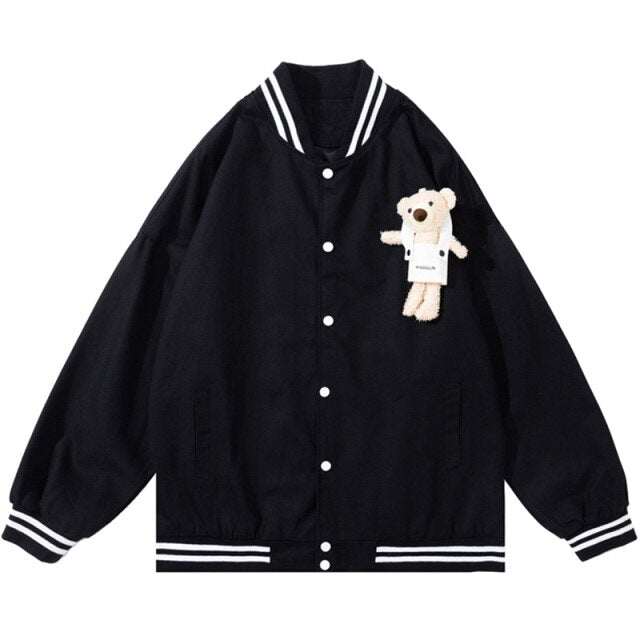 Bear Patch Varsity Track Jacket