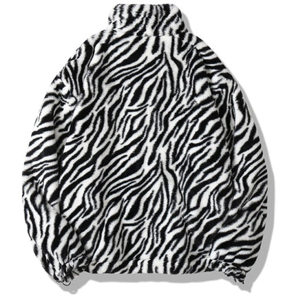 Zebra Stripe Fuzzy Winter Jacket