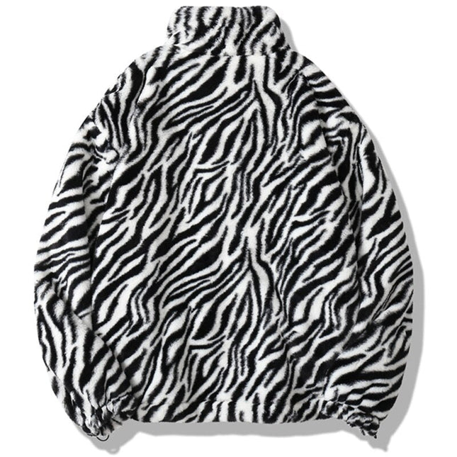 Zebra Stripe Fuzzy Winter Jacket