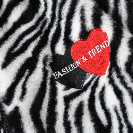 Zebra Stripe Fuzzy Winter Jacket