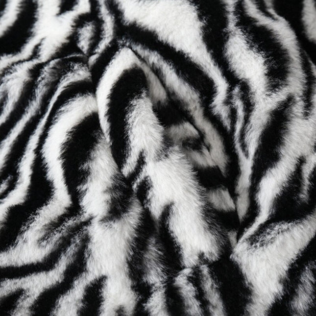 Zebra Stripe Fuzzy Winter Jacket