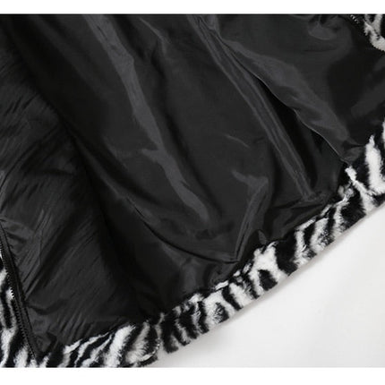 Zebra Stripe Fuzzy Winter Jacket