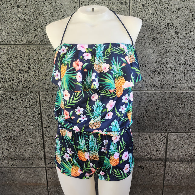 Pine Flower Flounce Front Romper