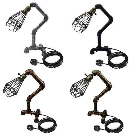 Steampunk Water Pipe Desk Lamp Retro Plugin Lighting ~6091