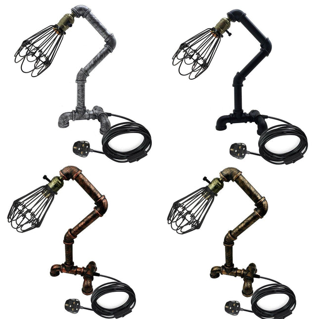 Steampunk Water Pipe Desk Lamp Retro Plugin Lighting ~6091