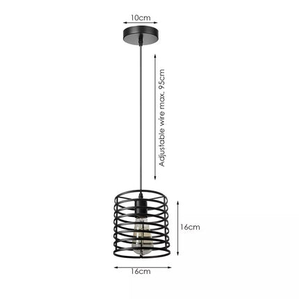 Industrial Metal Black Bulb Guard Wire Cage Ceiling Pendant Lighting~6018