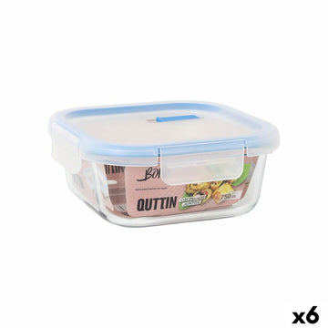 Hermetic Lunch Box Quttin Boho Transparent 750 ml (6 Units)