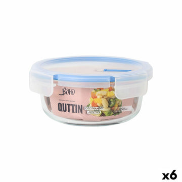 Hermetic Lunch Box Quttin Boho Transparent 650 ml (6 Units)